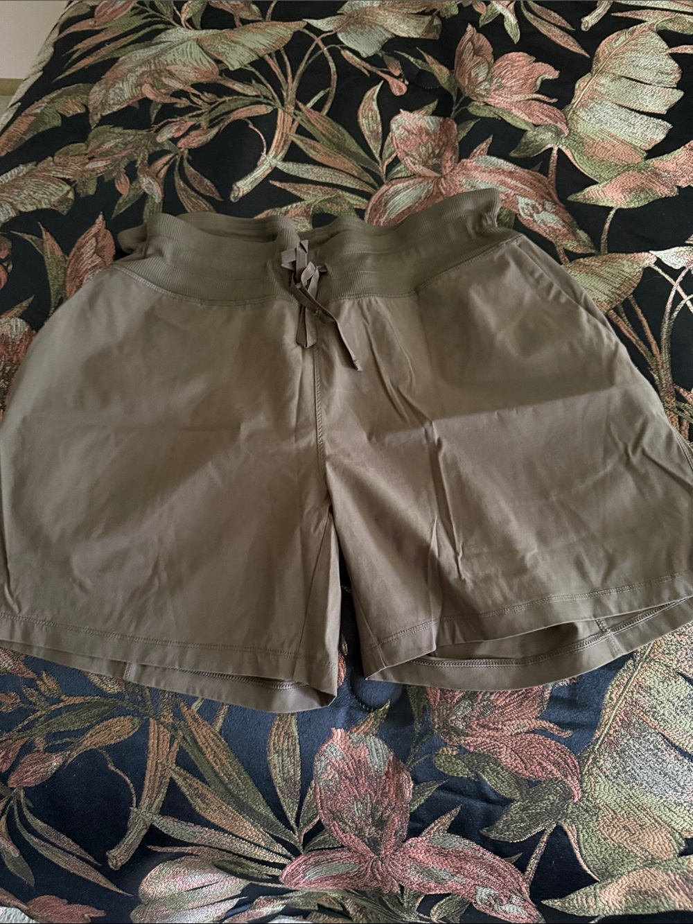 Tuff Athletics Olive High-Waist Drawstring Shorts